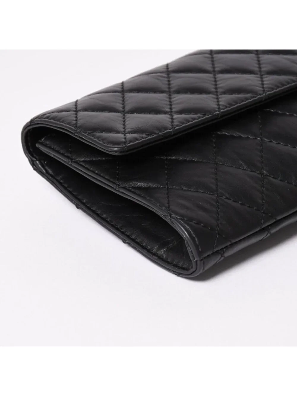 Chanel Metiers D'art Collection Clutch CC Logo Aged Calfskin Black